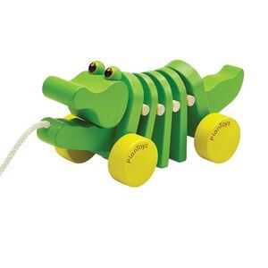 Plan Toys Dancing Alligator Green Wood Crocodile Pull Toy